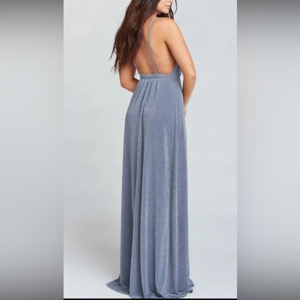 Show Me Your Mumu NWT Amanda Dancing Queen Shine Smoke Gray Sparkle Maxi Dress S - Picture 17 of 17